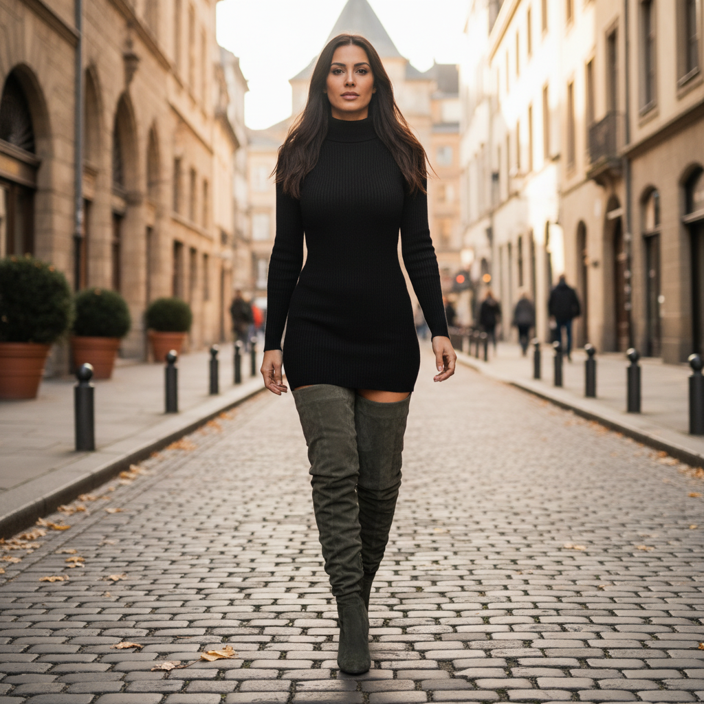 Women's Faux Suede Thigh High Boots with Waist Belt
