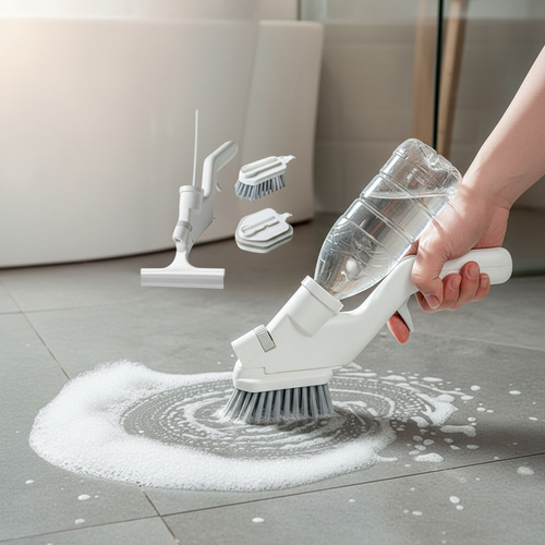4-in-1 Bathroom Shower Scrubber with Extendable Pole