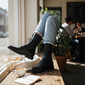Vintage Heeled Ankle Boots for Women | Black Eco-Leather