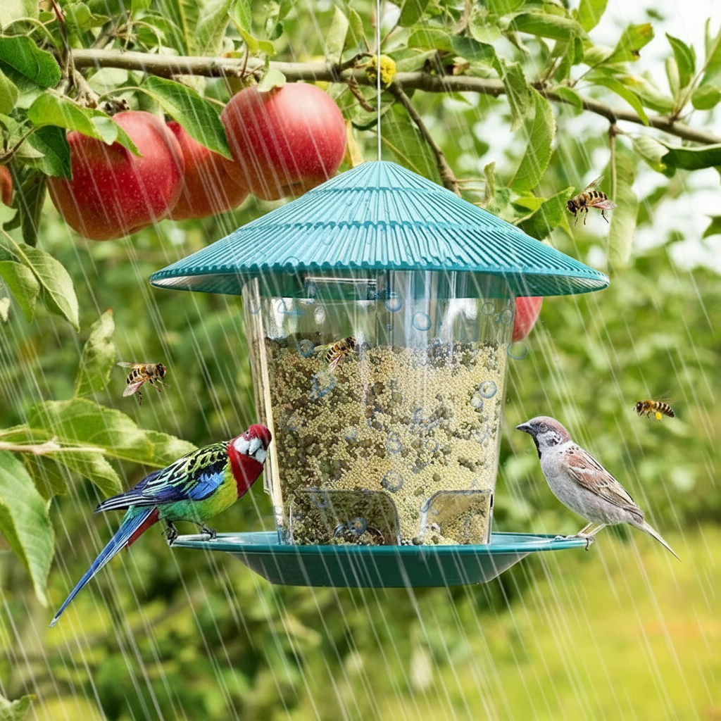 Hanging Bird Feeder with Automatic Seed Dispenser