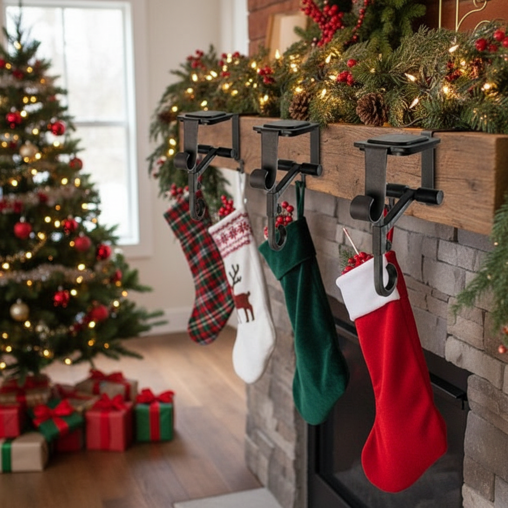 Heavy Duty 2-In-1 Mantle Garland & Stocking Hanger