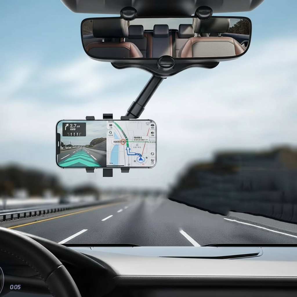 360° Rotatable Car Phone Holder for Rearview Mirror