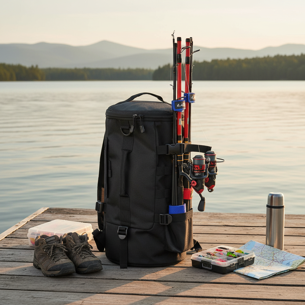 Fishing Tackle Backpack with Rod Holders