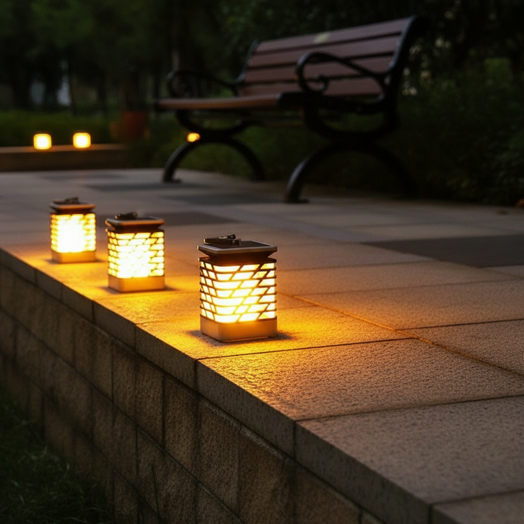 Solar LED Garden Lantern with Grooved Pattern