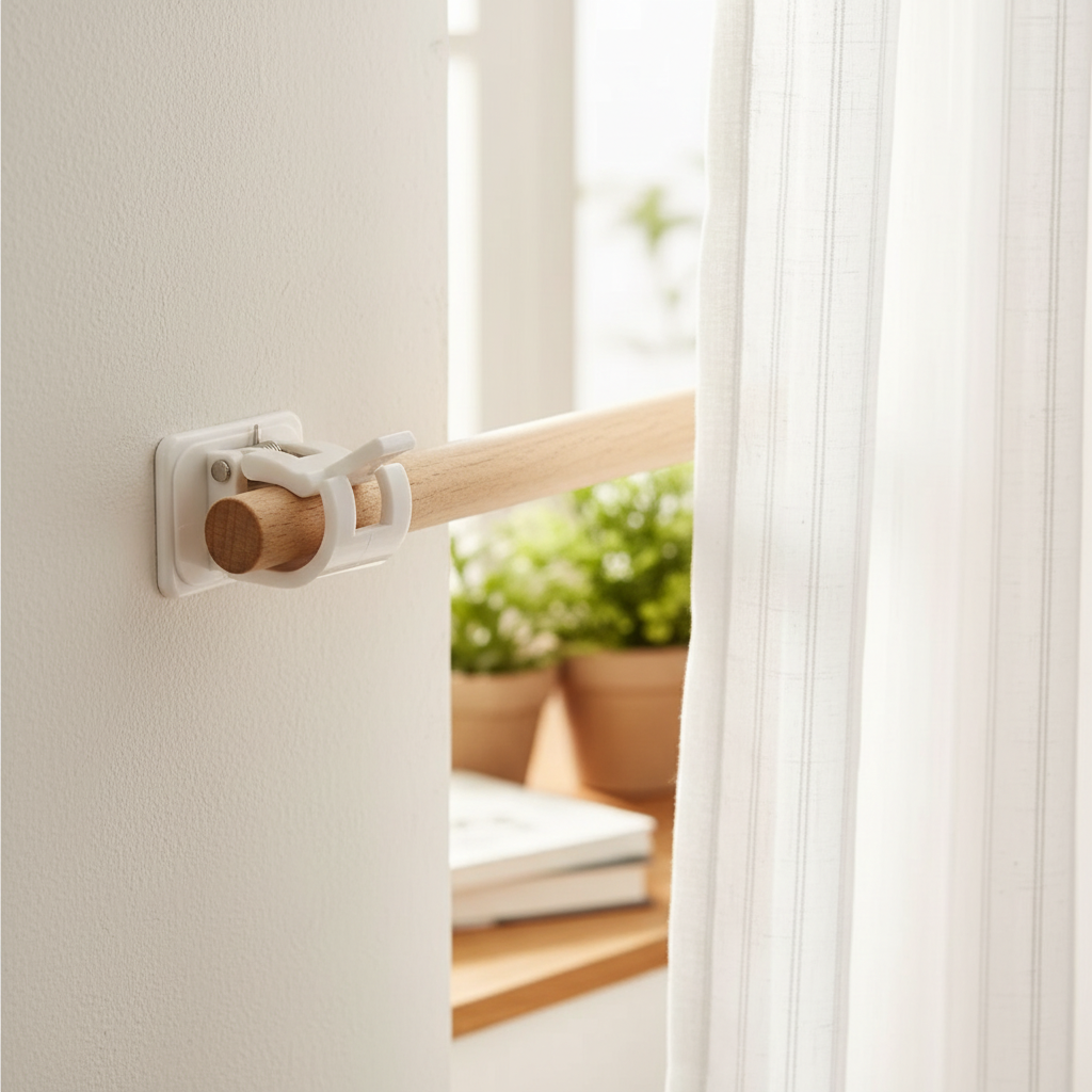 Adhesive Curtain Holders - No Drill Wall Hangers