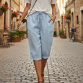 Women's Shorts: Cotton & Linen Blend with Pockets
