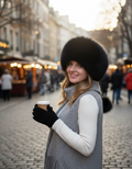 Women's Natural Fox Fur Winter Hat with Earmuffs