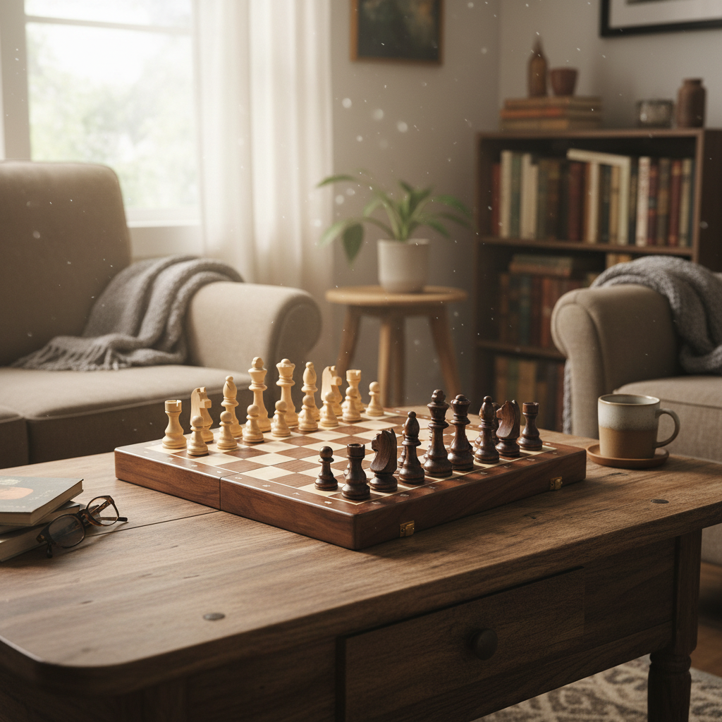Wooden Chess Set - Foldable & Magnetic