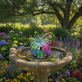 Solar Fountain with 60 LED Lights