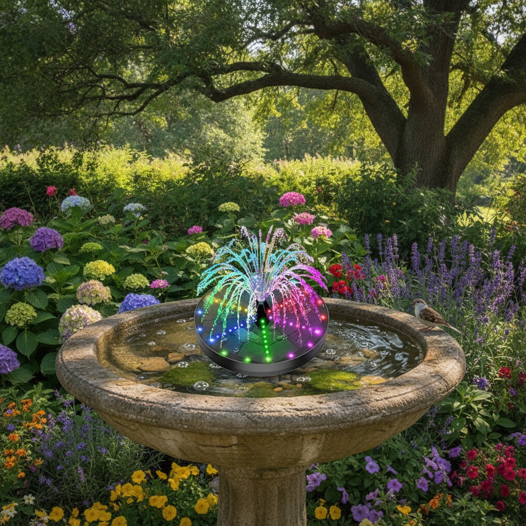 Solar Fountain with 60 LED Lights