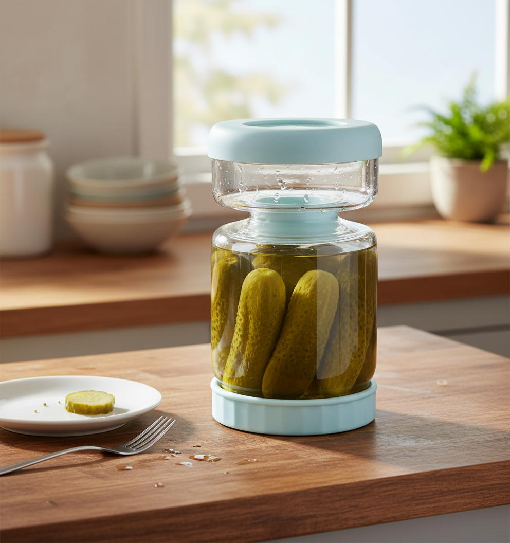 Glass Pickle Jar with Strainer Lid - 34 oz