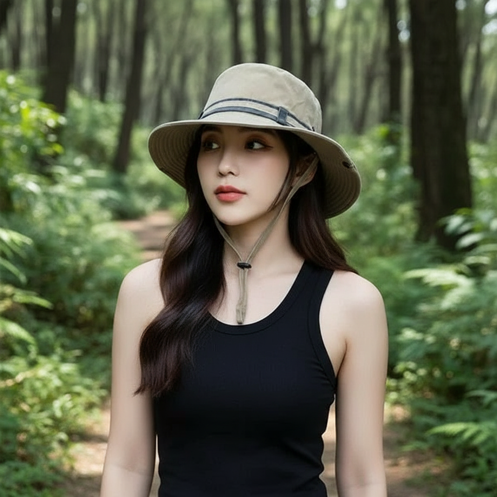 Wide Brim Sun Hat with Adjustable Chin Strap