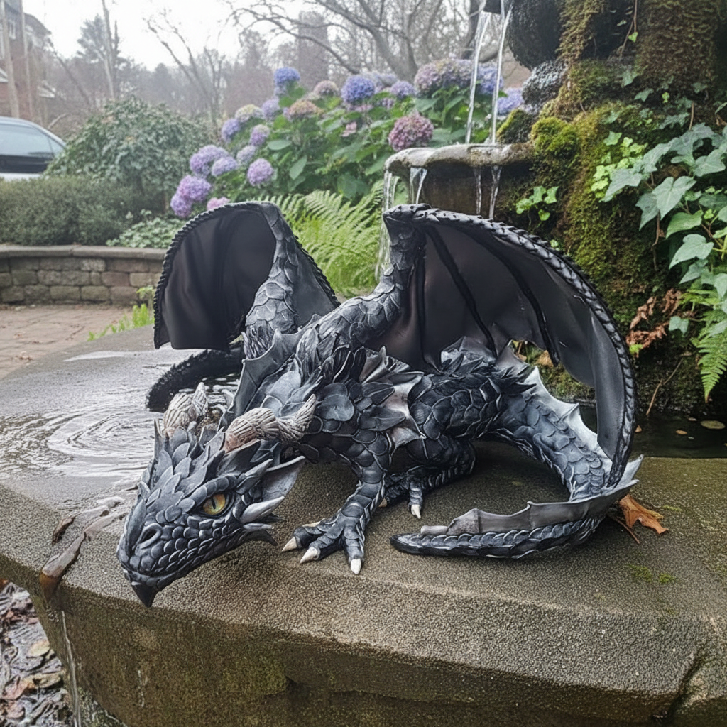 Gothic Dragon Guardian Statue - Outdoor Resin Sculpture