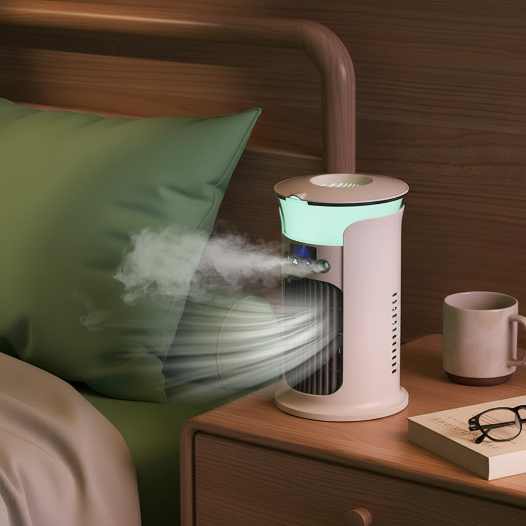 Portable Air Cooler with Humidifier & LED Light