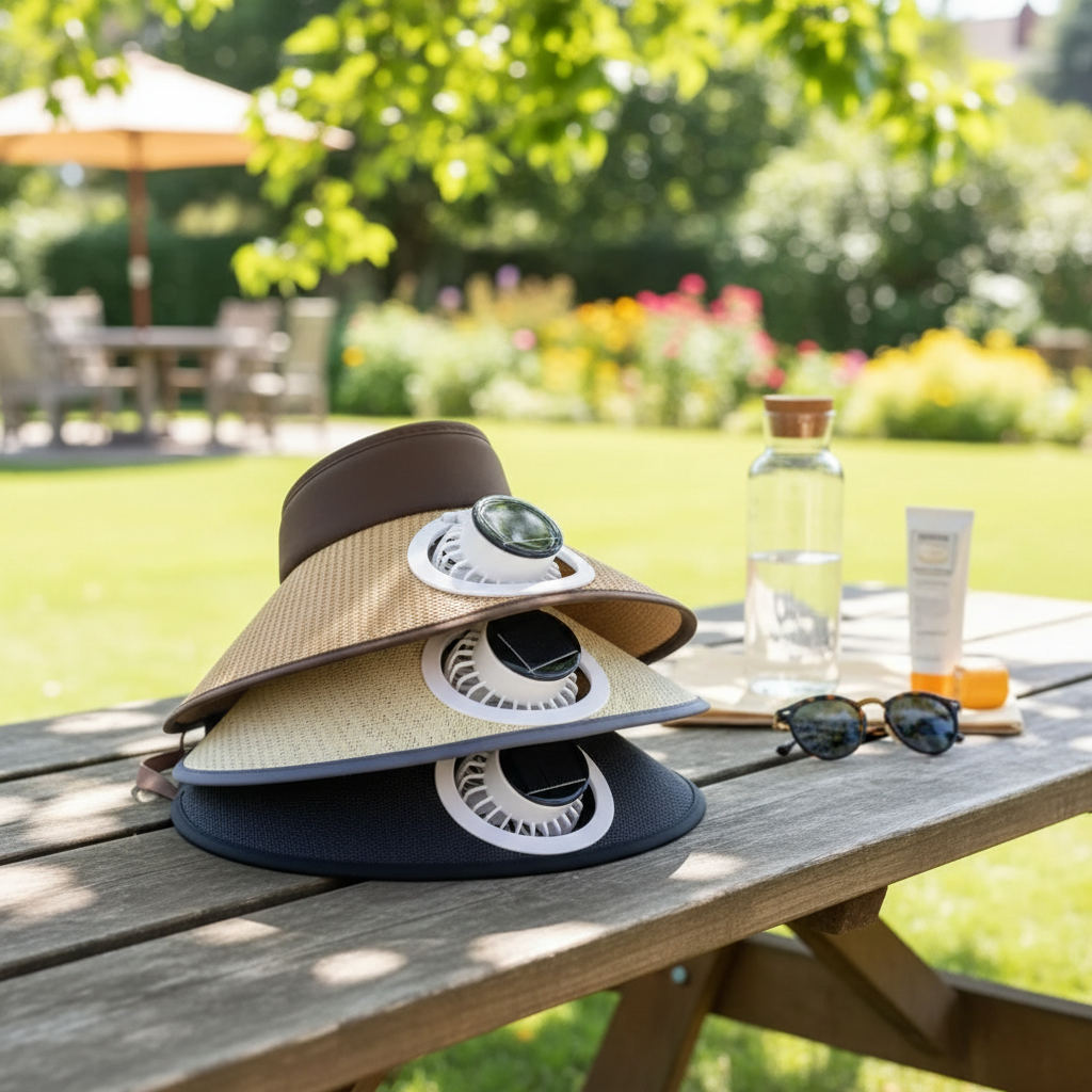Solar Powered Fan Sun Hat | Wide Brim Straw Hat