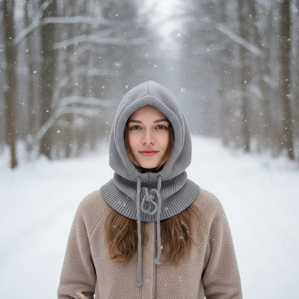 Cashmere Knitted Balaclava Hood with Neck Warmer