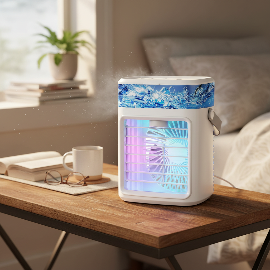 Portable Evaporative Air Cooler with Mist & LED Lights