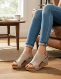 Women's Leather Platform Wedge Orthopedic Sandals