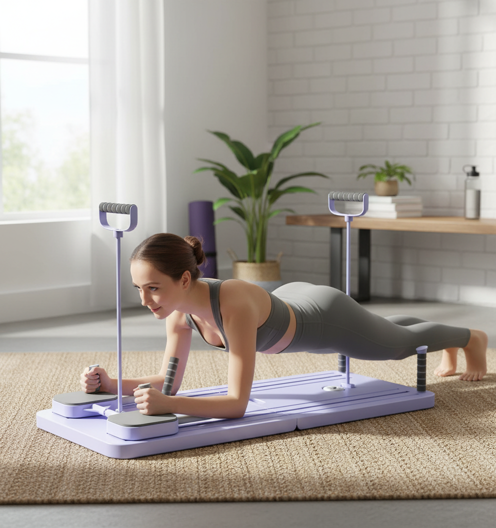 Portable Pilates Reformer Board with Springs