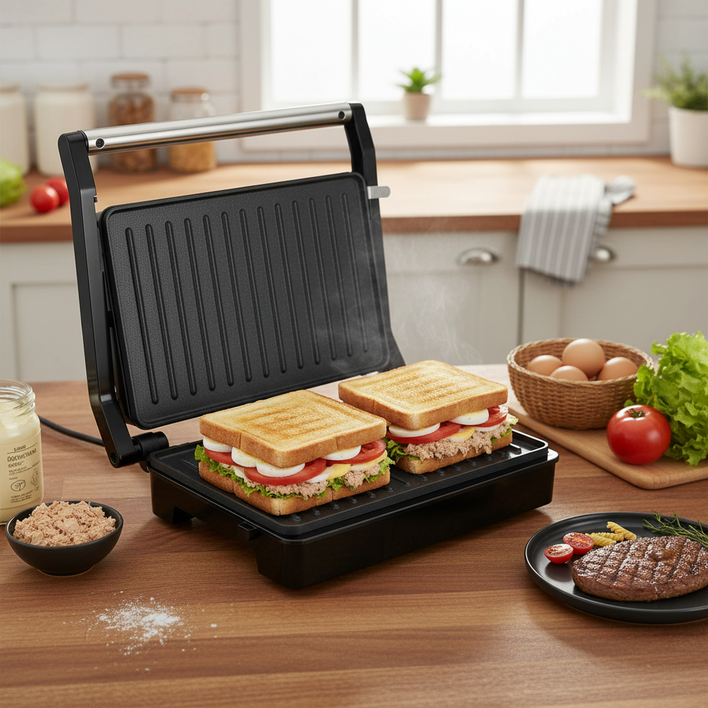 Panini Press Sandwich Maker - 1000W Electric Grill
