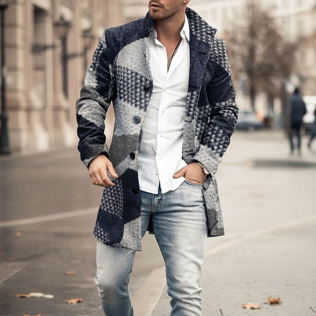 Retro Mid-Length Coat with Turn-Down Collar