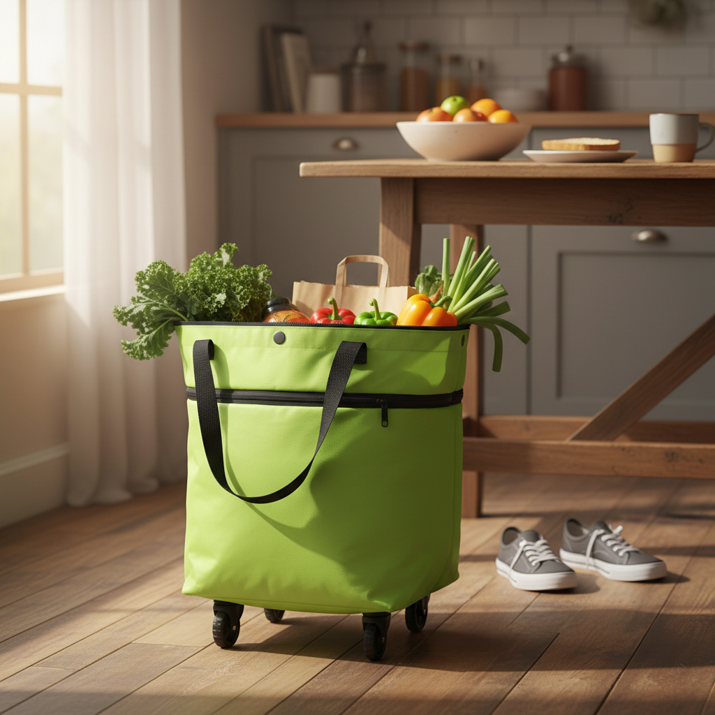 2-in-1 Foldable Shopping Bag with Wheels