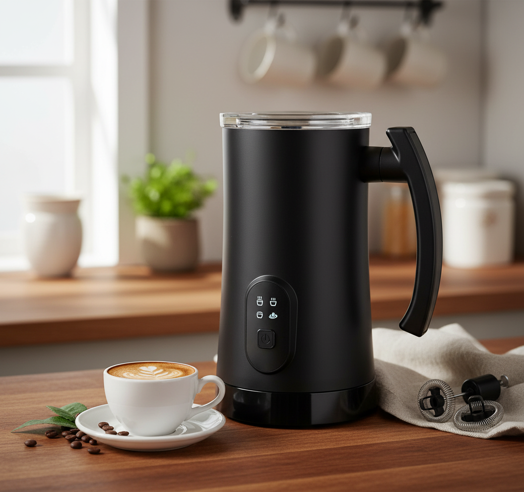 Electric Milk Frother & Steamer - 4-in-1 Cafe Quality