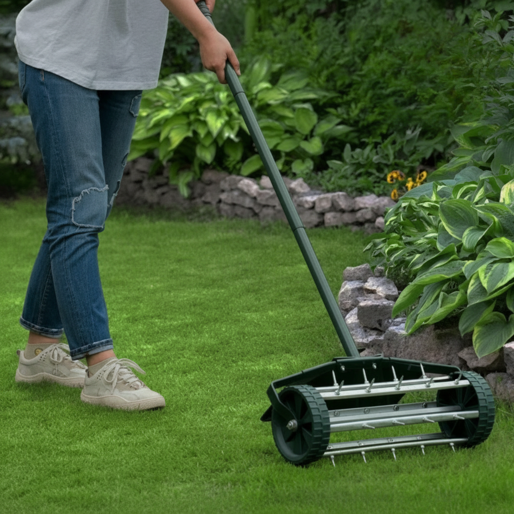 Manual Lawn Spike Aerator - Heavy Duty Soil Aerating Tool