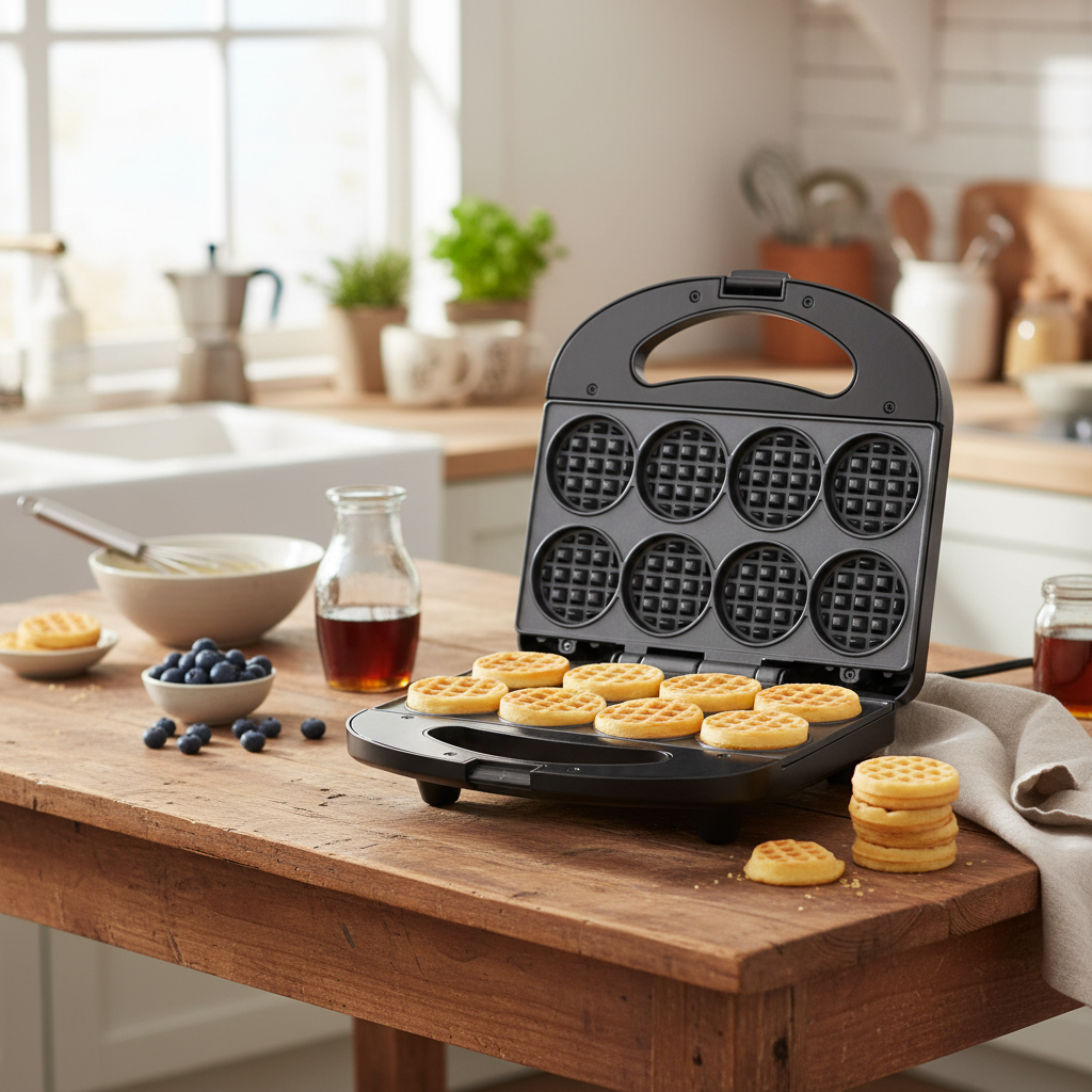 Mini Waffle Maker - Makes 8 Waffles at Once
