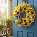 Sunflower & Daisy Front Door Wreath