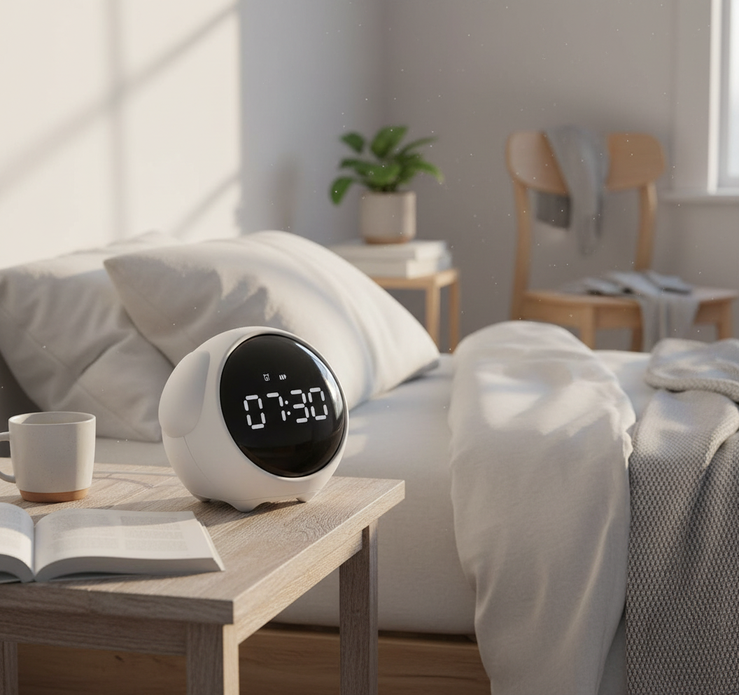 Smart Sunrise Alarm Clock with Voice Control & Light