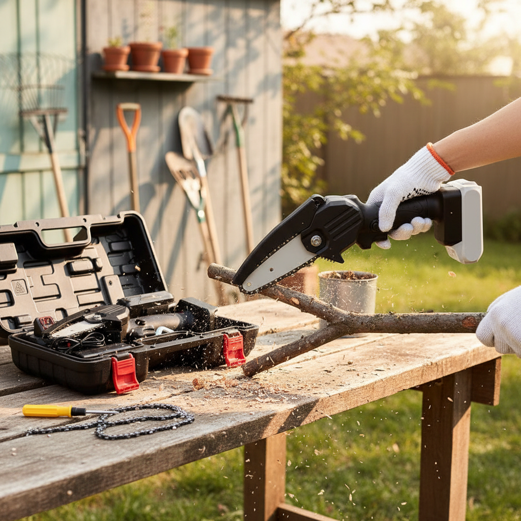24V Mini Chainsaw Cordless with 2 Batteries
