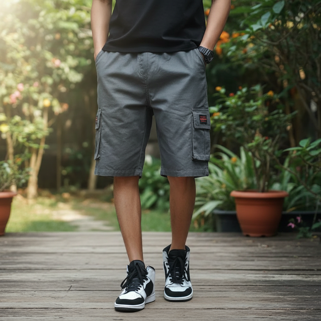 Men's Cargo Shorts in Grey, Khaki & Black