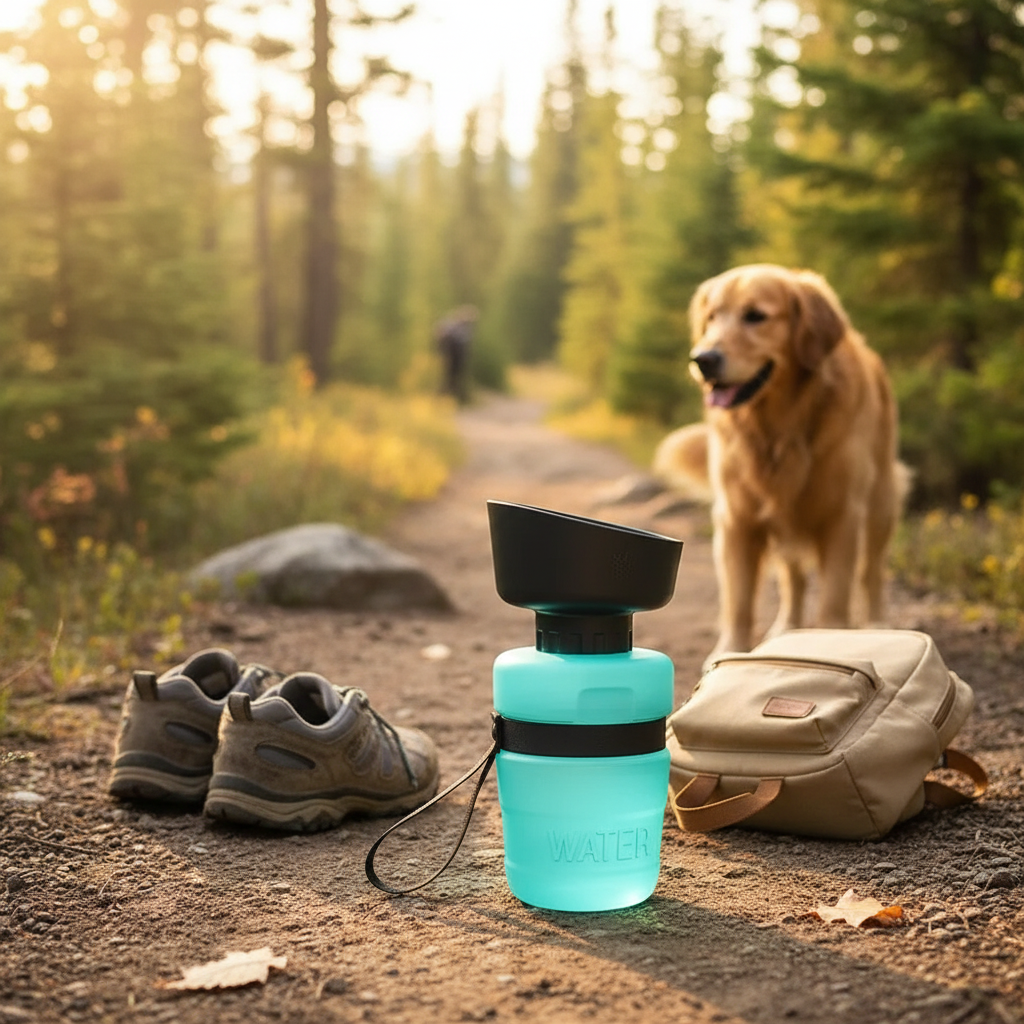 Portable Dog Water Bottle with Foldable Bowl