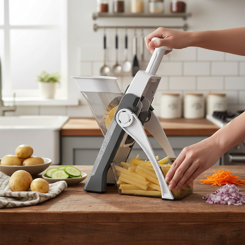 Mandoline Slicer with Safety Guard & Adjustable Blades