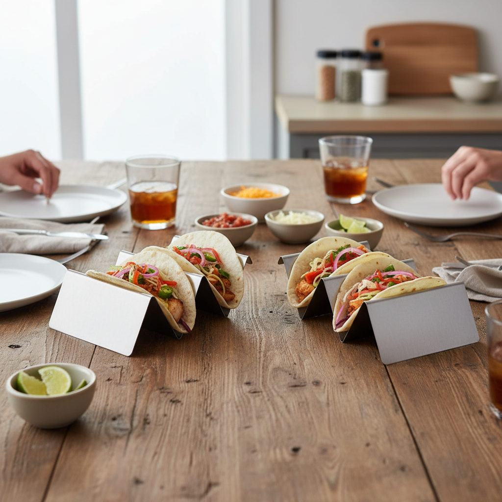 Stainless Steel Taco Holder Stand - 4 Pack