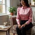 Turtleneck Long Sleeve Shirt in Polyester
