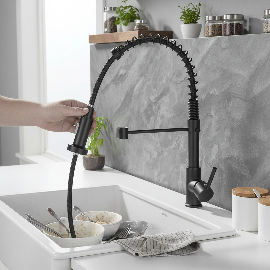 Single-Hole Pull-Down Spring Kitchen Faucet