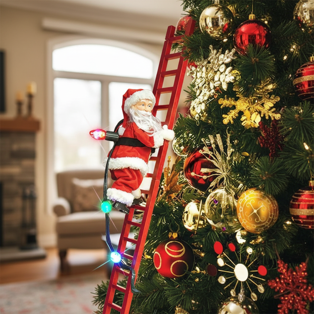 Animated Climbing Santa with LED Lights & Music