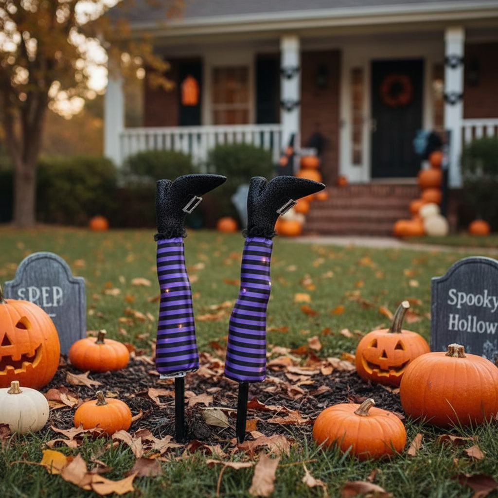 Witch Legs Halloween Decoration with Stakes