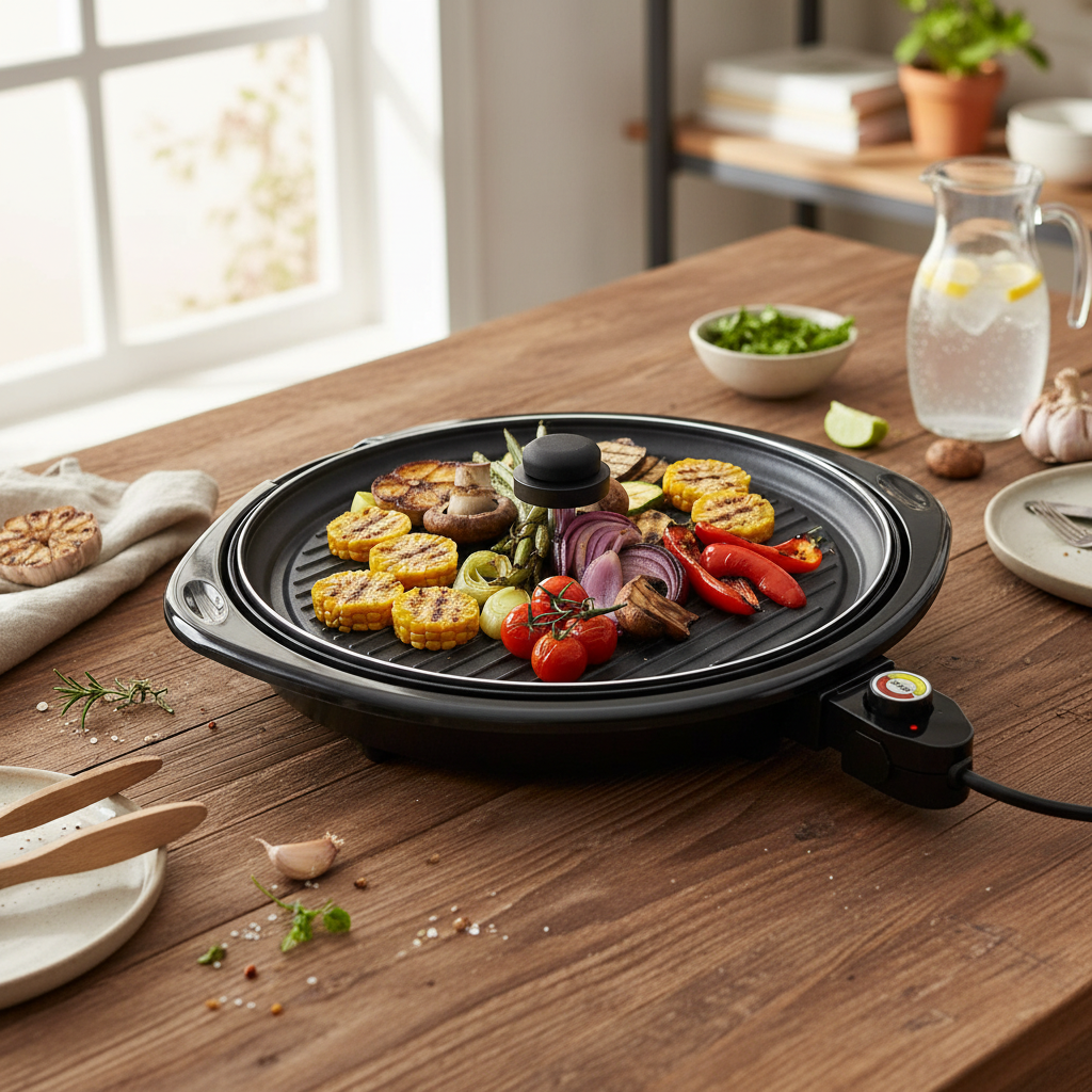 Smokeless Electric Tabletop Grill with Nonstick Surface