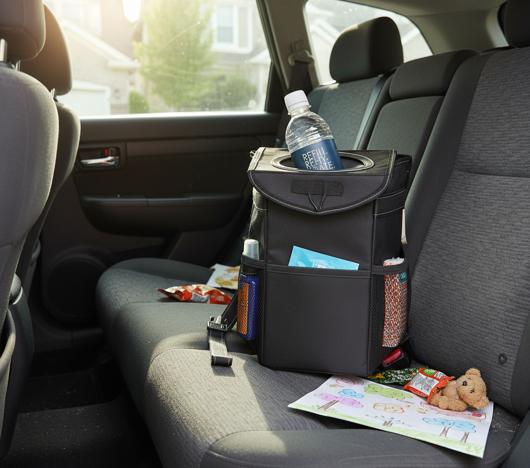 Car Trash Can with Storage Pockets