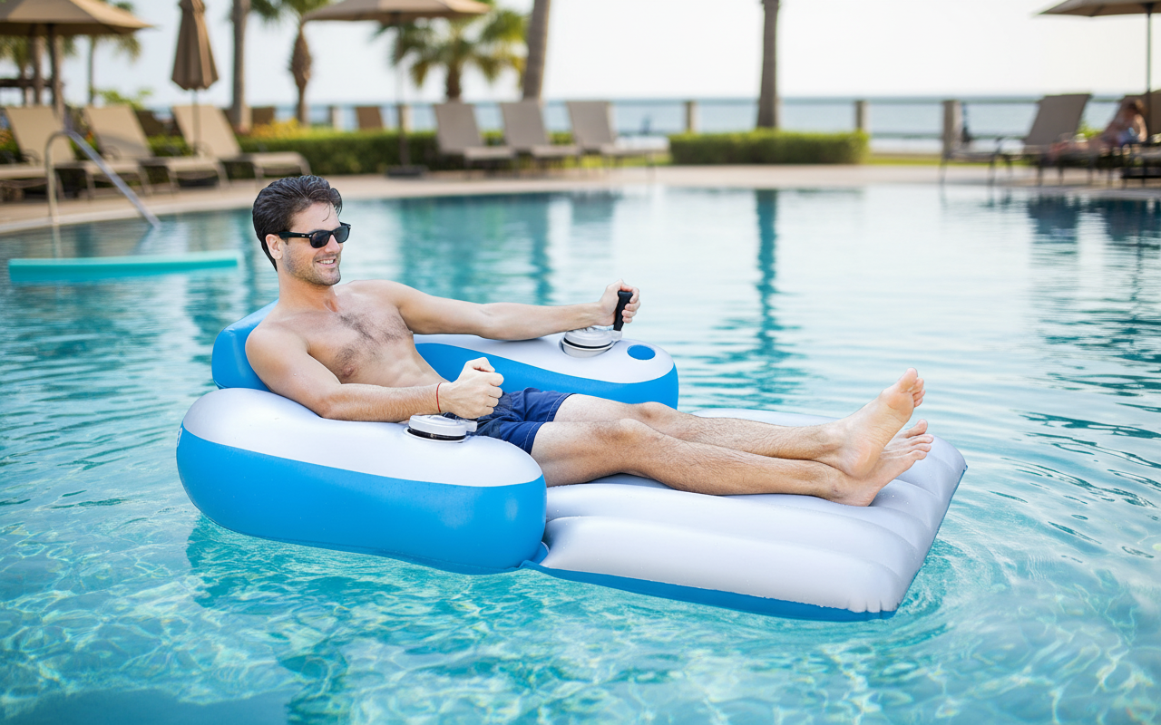 Motorized Pool Lounger with Built-in Motor