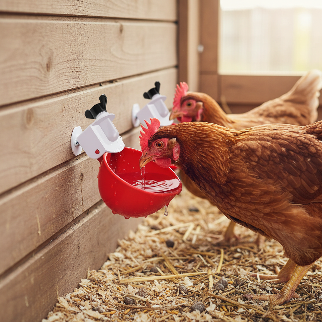 Chicken Waterer Set - 10 Pack Auto-Fill Poultry Drinkers