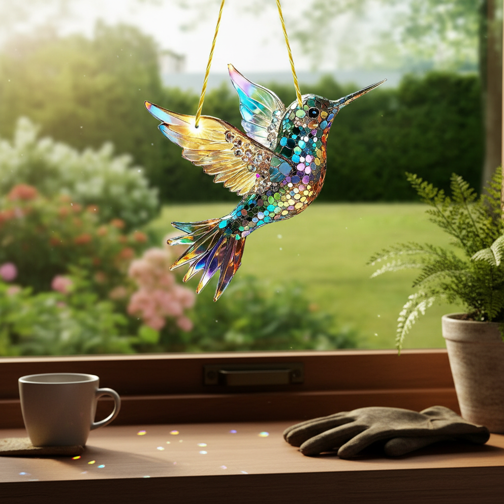 Hummingbird Suncatcher - Multicolor Window Ornament