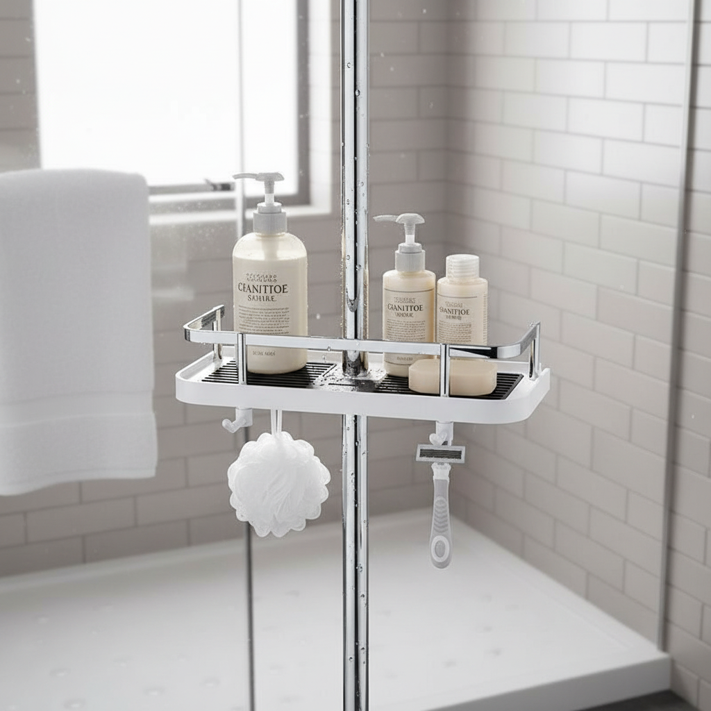 No-Drill Shower Caddy with Adjustable Shelves