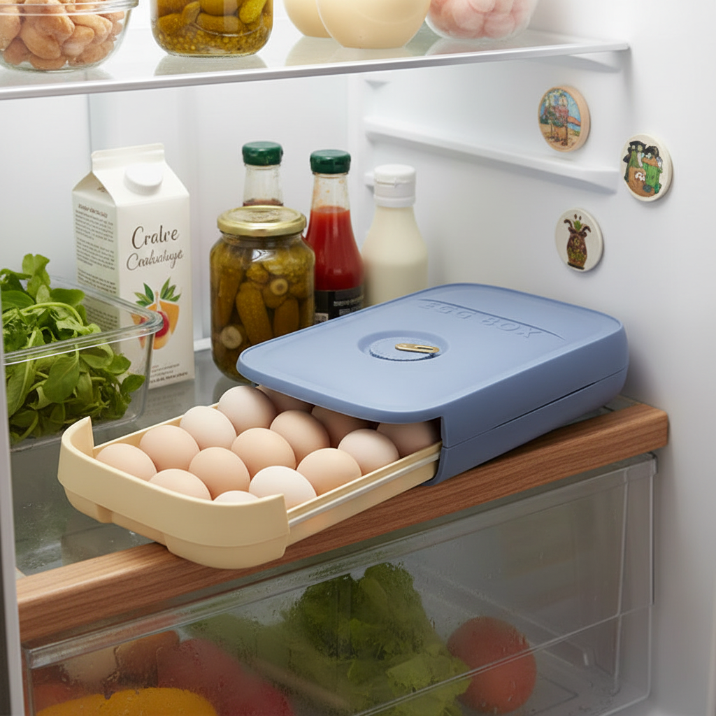 Stackable Egg Storage Box with Freshness Indicator