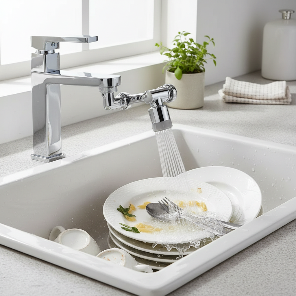 360° Rotatable Kitchen Faucet with Dual Mode Spray