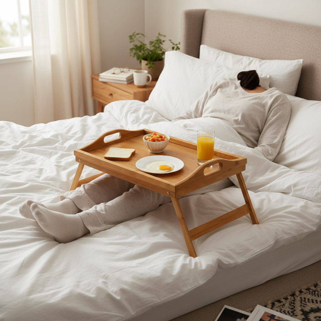 Bamboo Bed Table Tray with Folding Legs