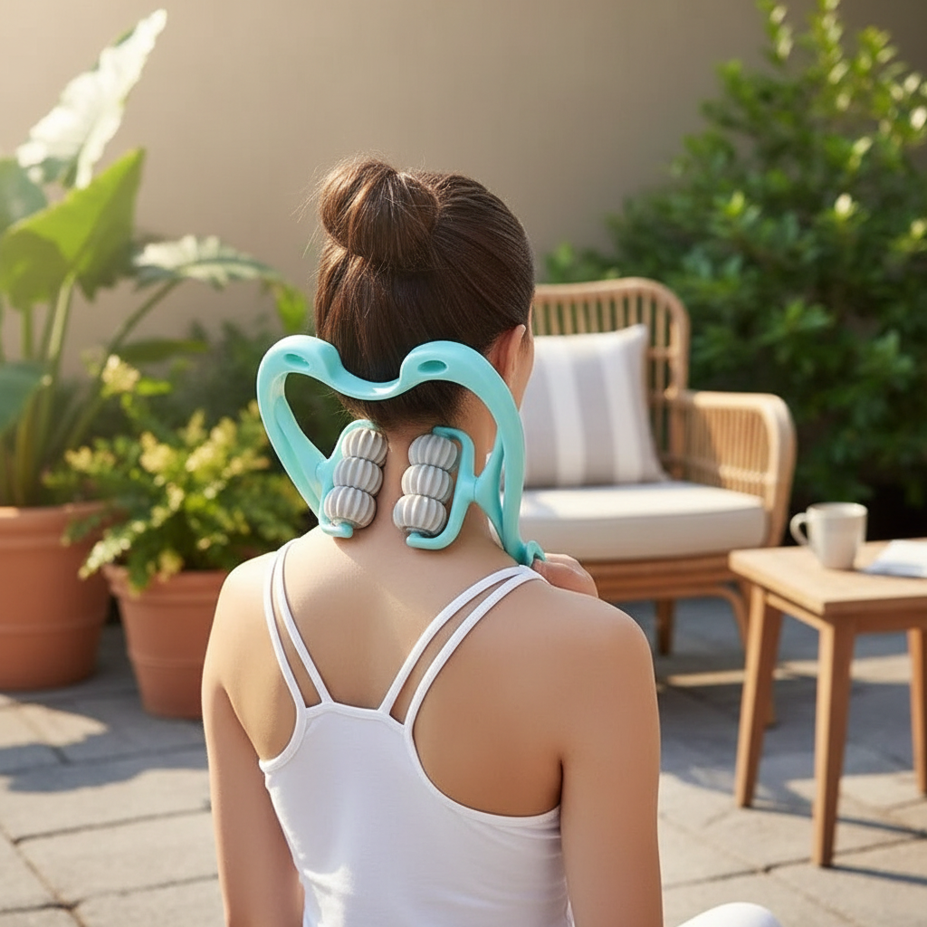 Manual Neck and Shoulder Massager with Kneading Rollers